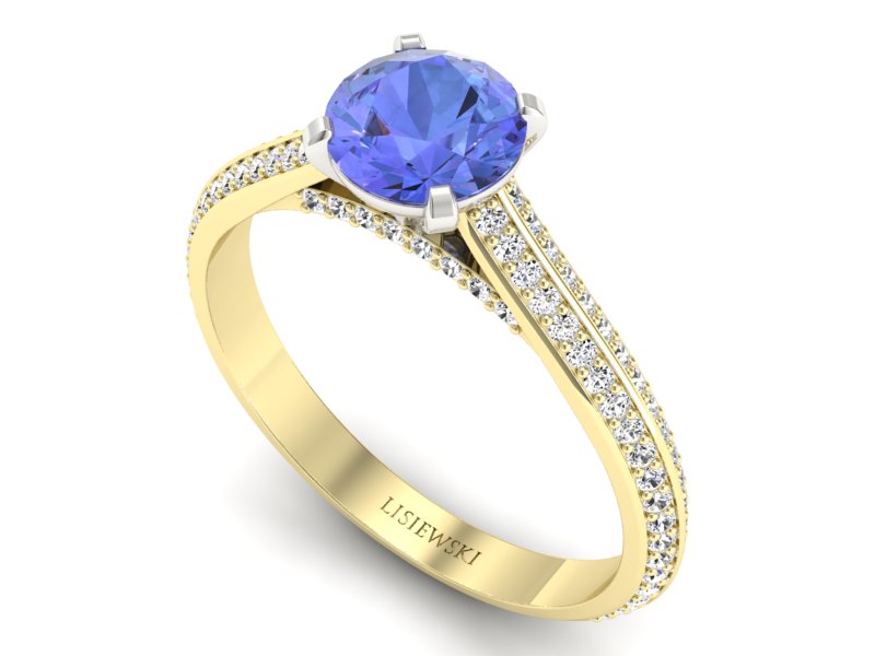 Pierścionek z tanzanitem i brylantami złoto 585 - p16657zbt - 3