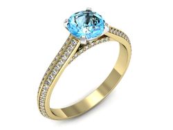 Pierścionek topaz i brylanty żółte białe złoto - p16657zbtp
