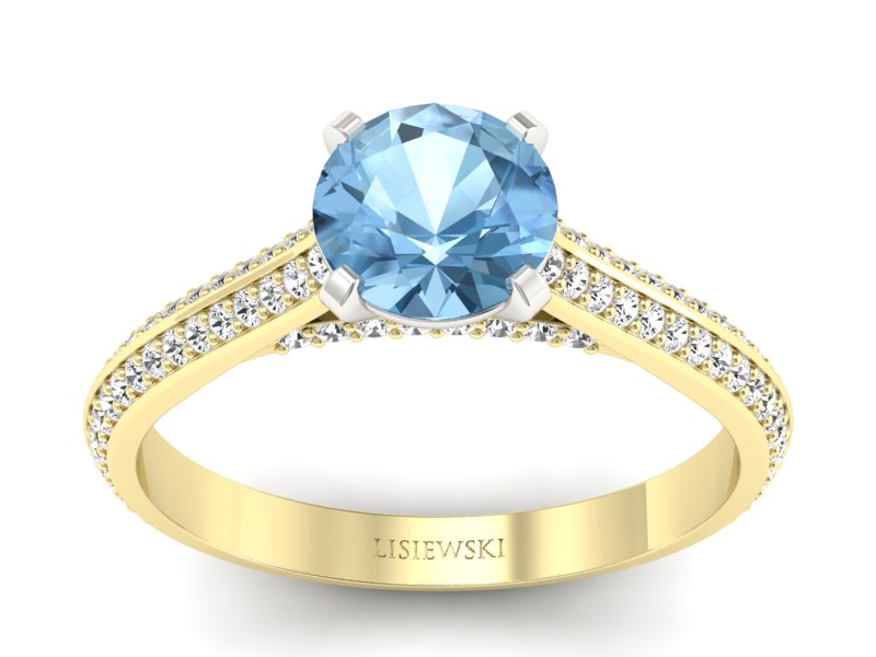 Pierścionek topaz i brylanty żółte białe złoto - p16657zbtp - 1