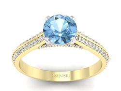 Pierścionek topaz i brylanty żółte białe złoto - p16657zbtp