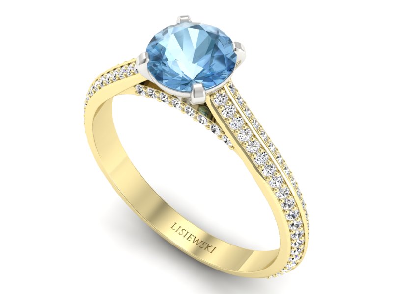 Pierścionek topaz i brylanty żółte białe złoto - p16657zbtp - 3