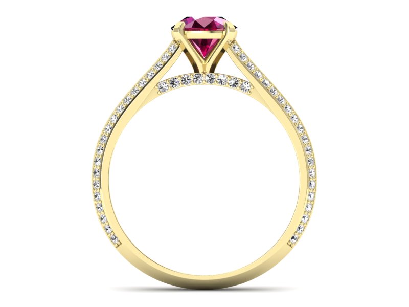 Pierścionek z rubinem i brylantami złoto 585 - p16657zr - 2