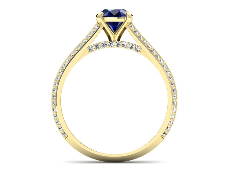 Złoty Pierścionek z szafirem i brylantami - p16657zsz - 2