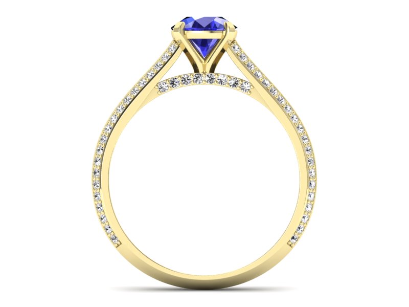 Złoty Pierścionek z szafirem i brylantami - p16657zszc - 2