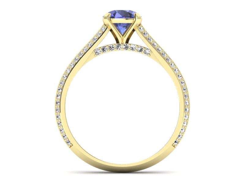 Pierścionek z tanzanitem i brylantami żółte złoto - p16657zt - 2