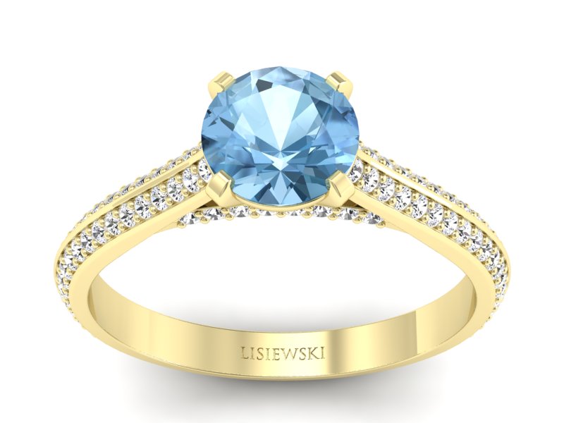 Złoty Pierścionek z topazem i brylantami 585 - p16657ztp - 1