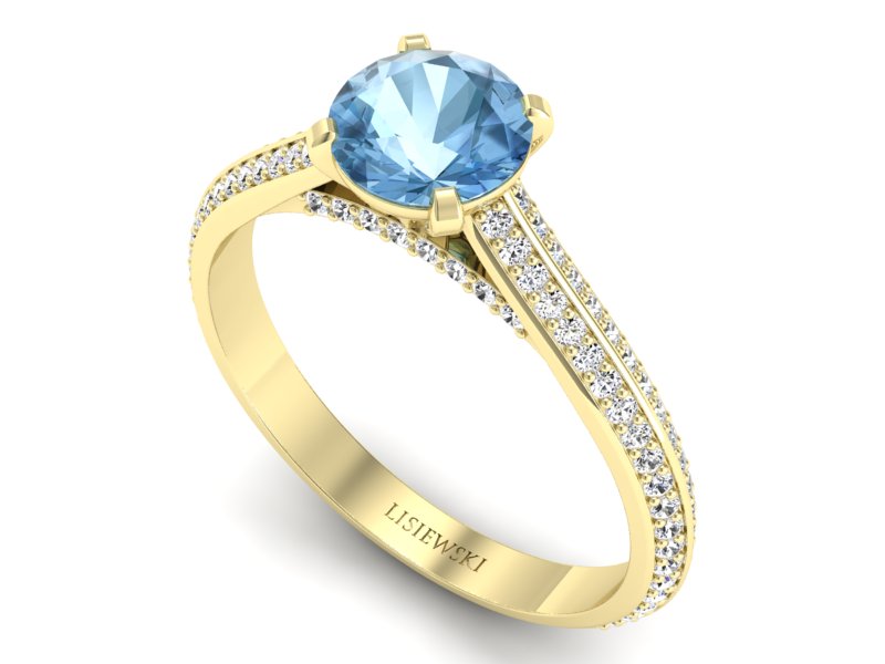 Złoty Pierścionek z topazem i brylantami 585 - p16657ztp - 3