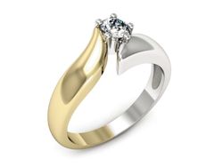 Pierścionek z diamentem żółte i białe złoto 585 - p16663zb