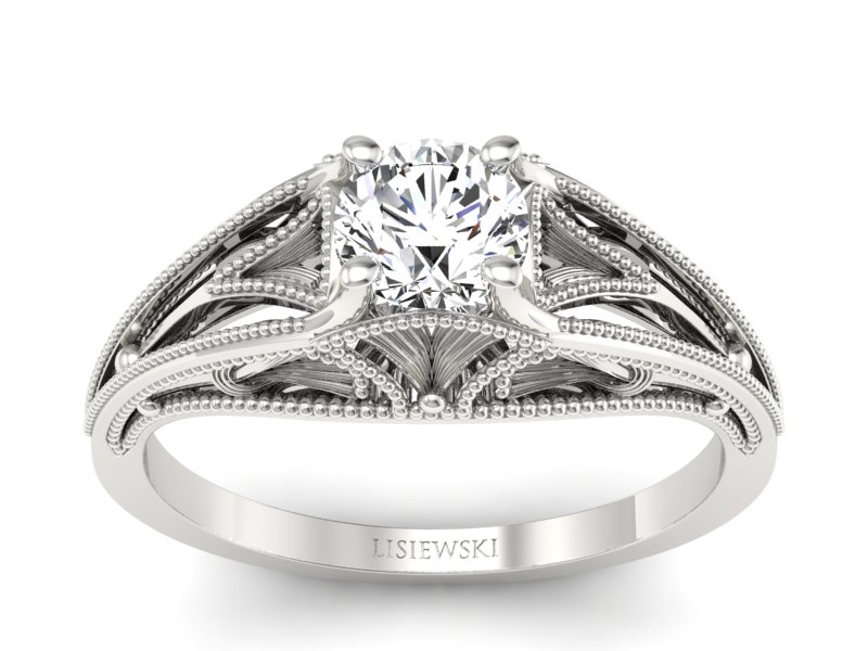 Złoty Pierścionek z brylantem białe złoto 585 - p16667b - 1