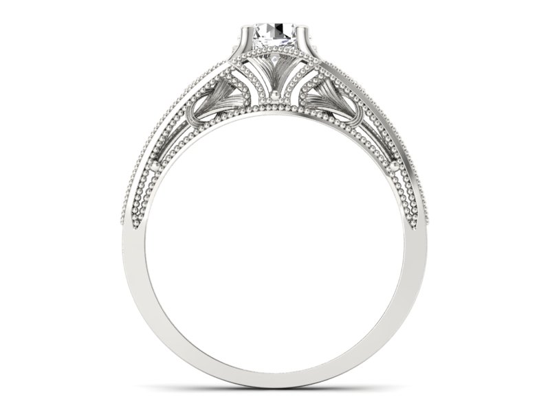 Złoty Pierścionek z brylantem białe złoto 585 - p16667b - 2