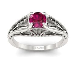Złoty Pierścionek z rubinem białe złoto próby 585 - p16667br