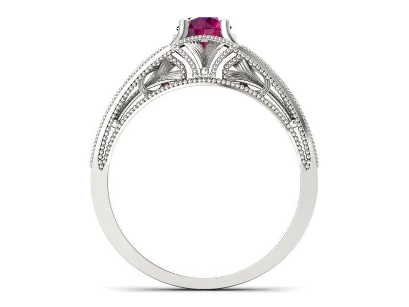 Złoty Pierścionek z rubinem białe złoto próby 585 - p16667br - 2