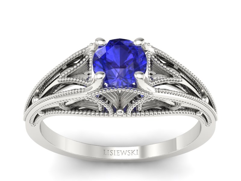 Pierścionek z szafirem w białym złocie luksus i sztuka - p16667bszc - 1