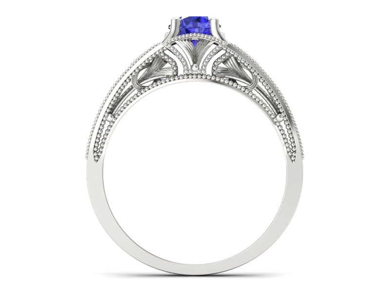Pierścionek z szafirem w białym złocie luksus i sztuka - p16667bszc - 2