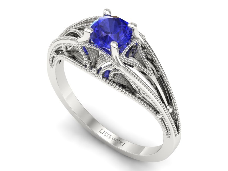 Pierścionek z szafirem w białym złocie luksus i sztuka - p16667bszc - 3