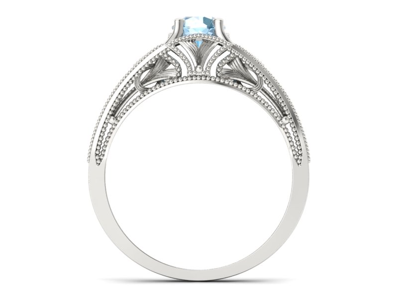 Pierścionek z topazem w białym złocie 585 styl vintage - p16667btp - 2