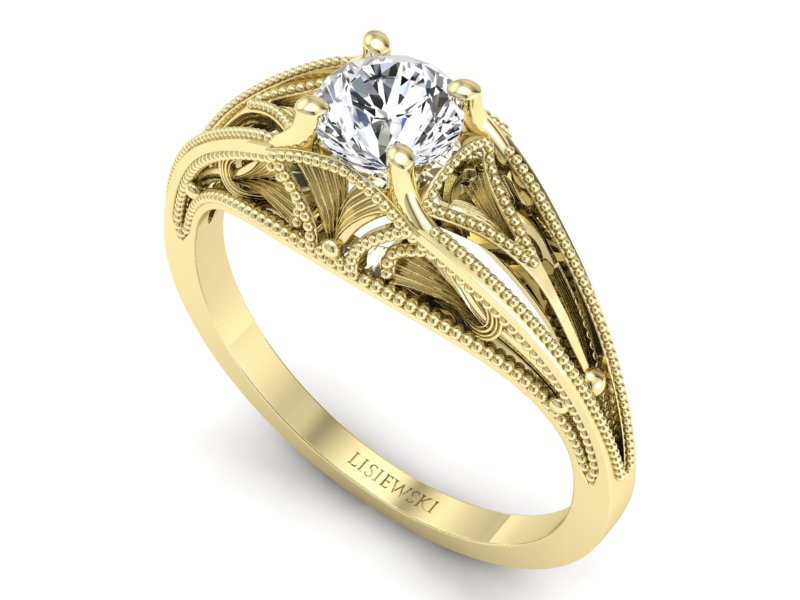 Złoty Pierścionek z brylantem żółte złoto 585 - p16667z - 3