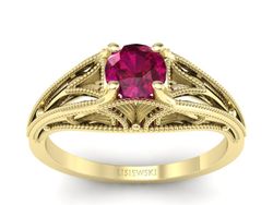 Złoty pierścionek z rubinem żółte złoto - p16667zr