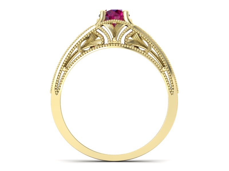 Złoty Pierścionek z rubinem żółte złoto próby 585 - p16667zr - 2