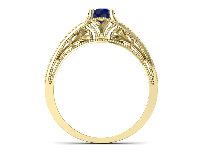 Złoty Pierścionek z szafirem żółte złoto 585 - p16667zsz - 2