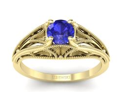 Złoty Pierścionek z szafirem żółte złoto szafir - p16667zszc