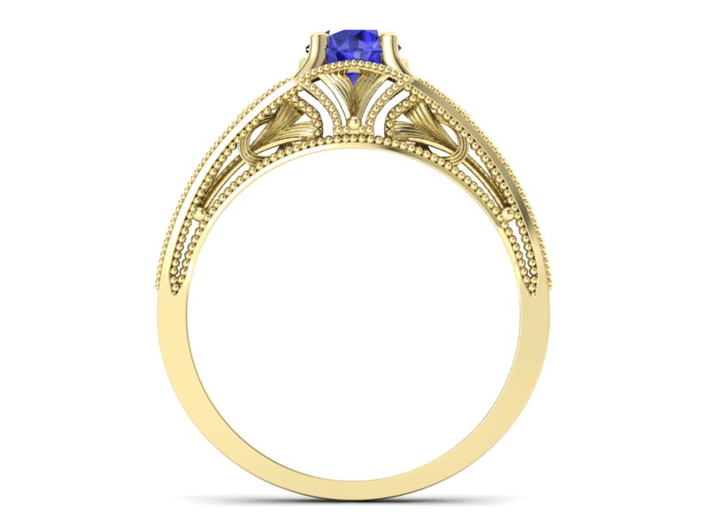 Złoty Pierścionek z szafirem żółte złoto szafir - p16667zszc - 2