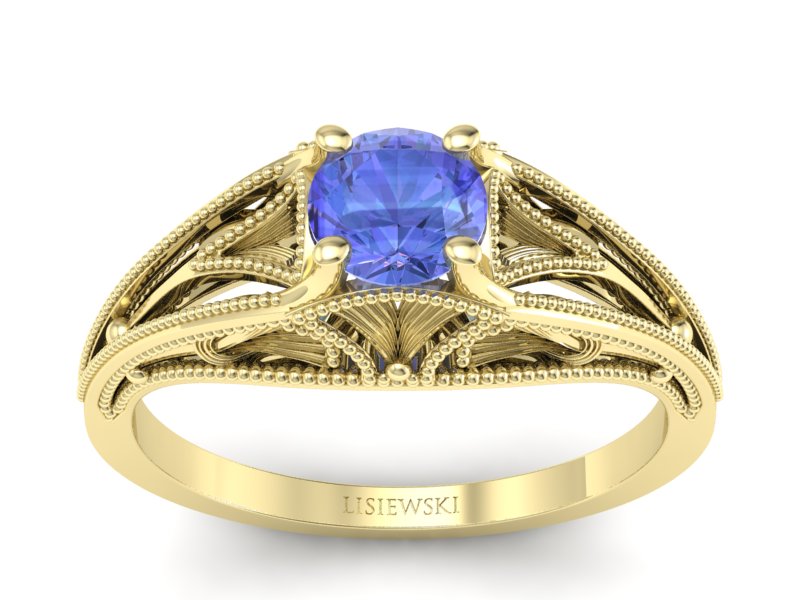 Złoty Pierścionek z tanzanitem żółte złoto 585 - p16667zt - 1