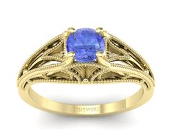 Złoty Pierścionek z tanzanitem żółte złoto 585 - p16667zt