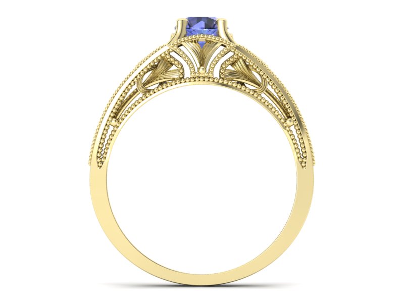 Złoty Pierścionek z tanzanitem żółte złoto 585 - p16667zt - 2