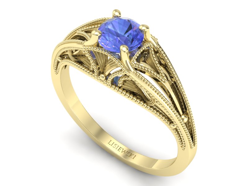 Złoty Pierścionek z tanzanitem żółte złoto 585 - p16667zt - 3