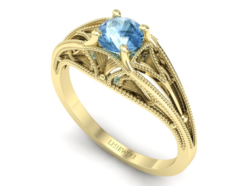 Złoty Pierścionek z topazem żółte złoto 585 - p16667ztp - 3