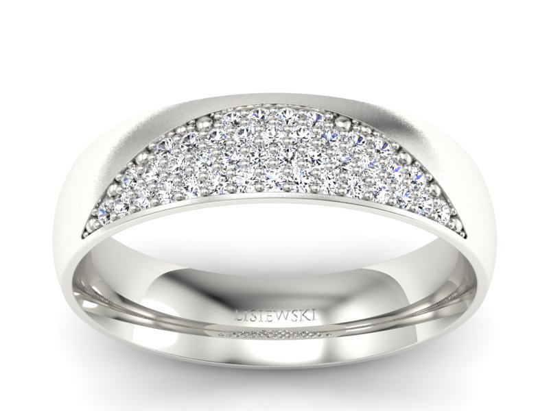 Pierścionek obrączka z brylantami białe złoto - p16669bms - 1