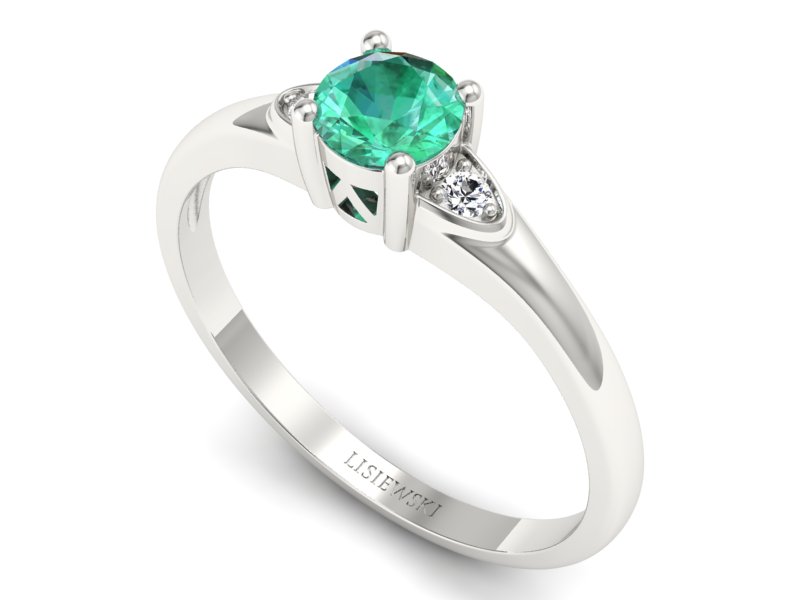 Złoty pierścionek ze szmaragdem i brylantami - p16676bsm - 3