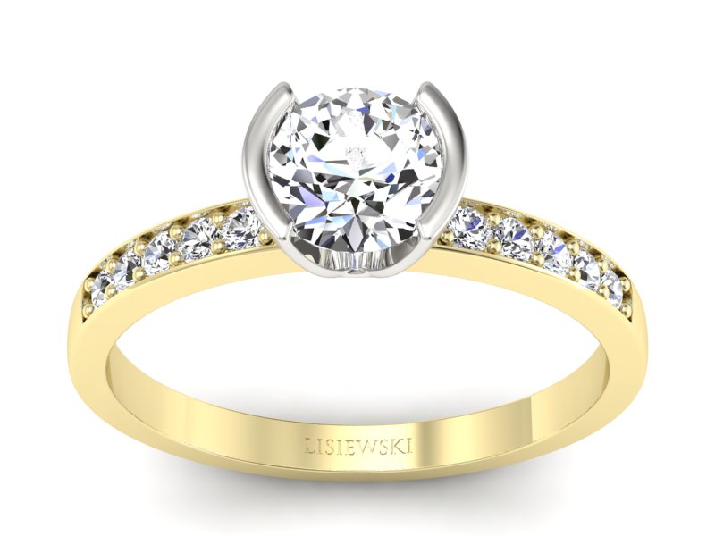 Pierścionek z diamentami żółte i białe złoto 585 - p16682zb - 1