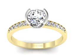 Pierścionek z diamentami żółte i białe złoto 585 - p16682zb