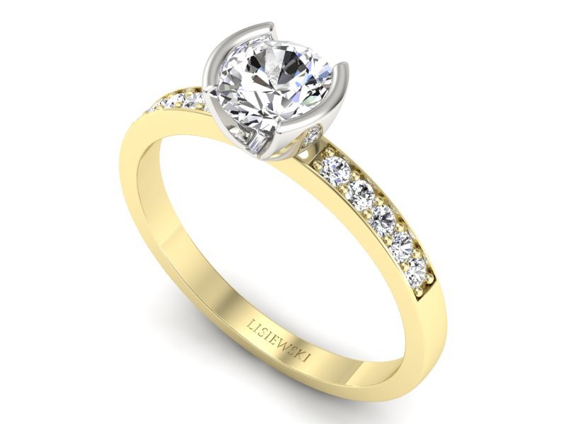 Pierścionek z diamentami żółte i białe złoto 585 - p16682zb - 3