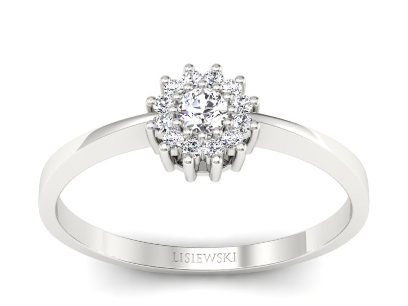 Złoty pierścionek z brylantami białe złoto - p16685b - 1