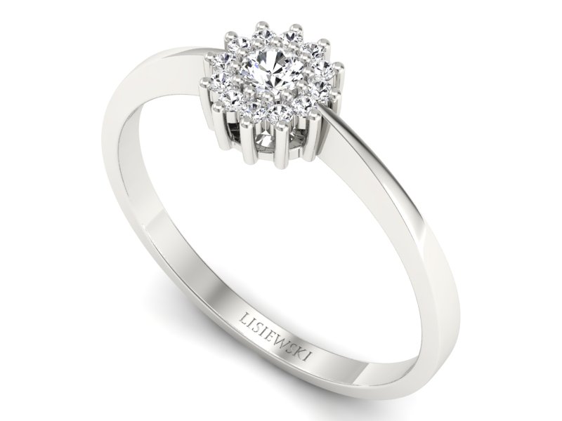 Złoty pierścionek z brylantami białe złoto - p16685b - 3