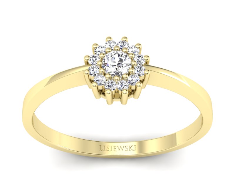 Złoty pierścionek z brylantami żółte złoto - p16685z - 1