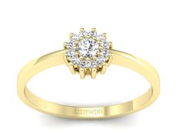 Złoty pierścionek z brylantami żółte złoto - p16685z