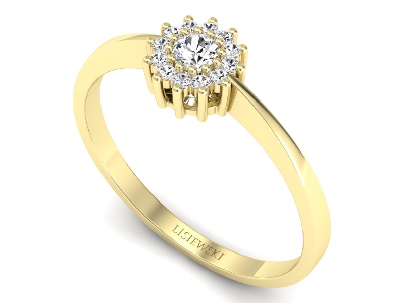 Złoty pierścionek z brylantami żółte złoto - p16685z - 3