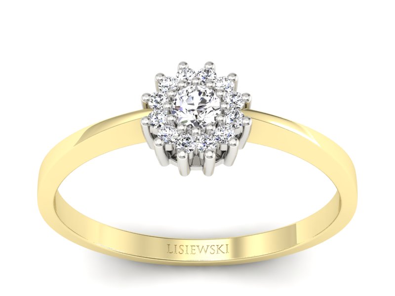 Pierścionek z brylantami żółte białe złoto - p16685zb - 1