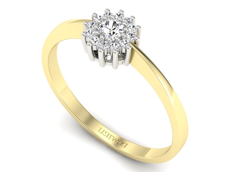 Pierścionek z brylantami żółte białe złoto - p16685zb - 3