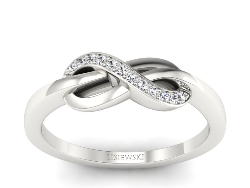 Złoty pierścionek z brylantami białe złoto - p16692b - 1