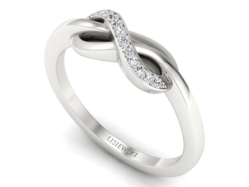 Złoty pierścionek z brylantami białe złoto - p16692b - 3