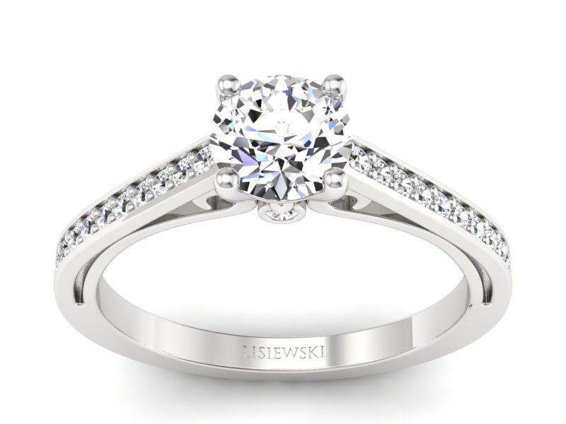 Złoty Pierścionek z brylantami białe złoto 585 - p16699b - 1