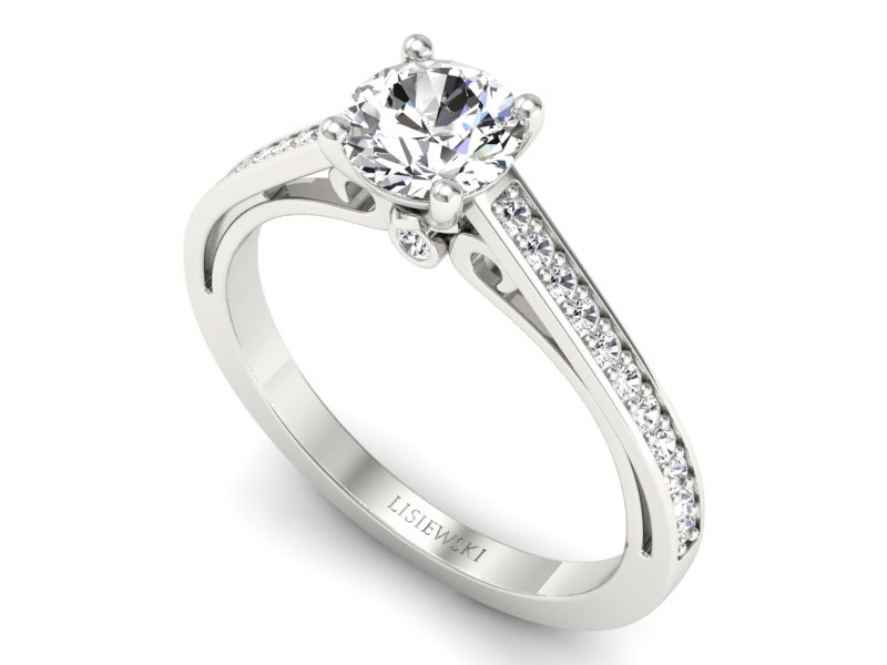 Złoty Pierścionek z brylantami białe złoto 585 - p16699b - 3