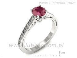 Pierścionek z rubinem i brylantami białe złoto - p16699br
