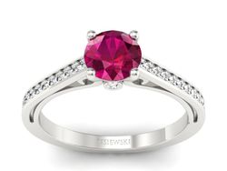 Pierścionek z rubinem i brylantami białe złoto - p16699br