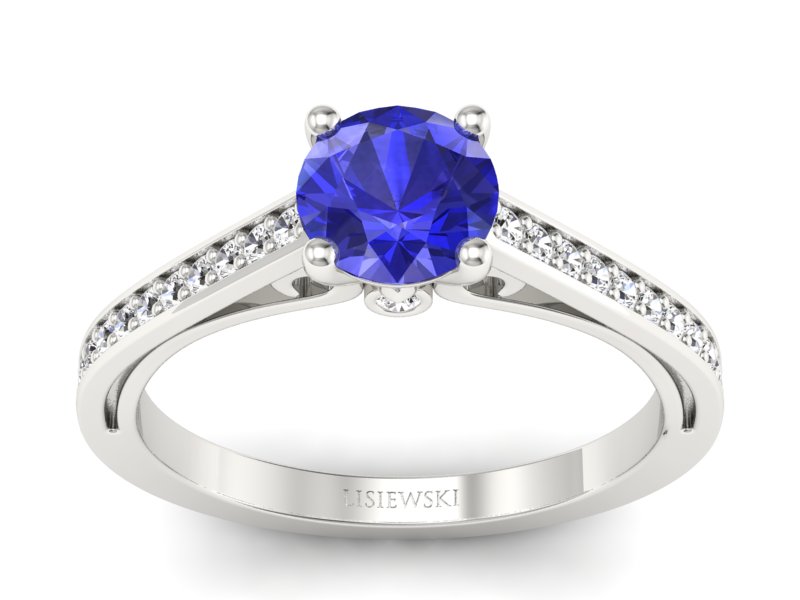 Pierścionek z szafirem i brylantami złoto 585 - p16699bszc - 1